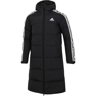 阿迪达斯长款羽绒服男2025冬季新款运动服连帽保暖羽绒外套JG3840