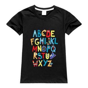 Alphabet lore英文字母儿童纯棉T恤卡通短袖夏季中大童装