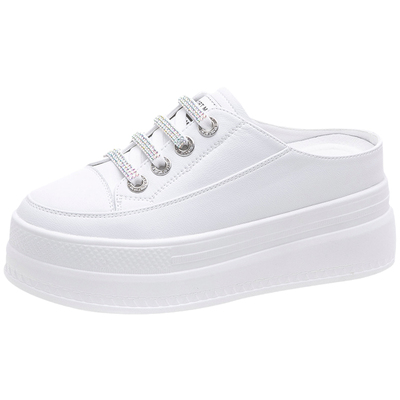 休闲内增高半拖鞋彩钻凉拖厚底