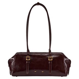 张婧仪同款Fabrique波士顿包保龄球包送礼复古油蜡牛皮单肩腋下包