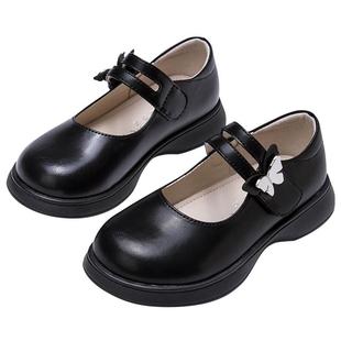 富罗迷公主鞋女童黑色皮鞋秋季新款洋气小女孩软底礼服演出鞋单鞋