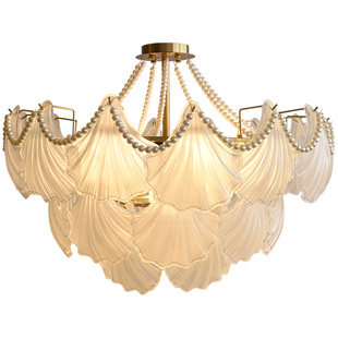 飞朵 法式吊灯轻奢客厅水晶灯创意玻璃餐厅灯温馨奶油风卧室灯具