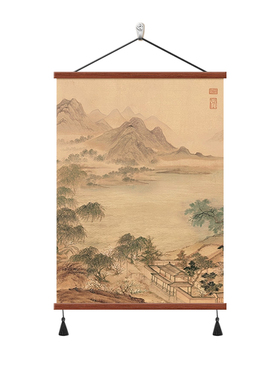 湖山春暖图玄关挂画宋氏美学壁画