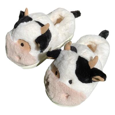 ins可爱奶牛保暖家居鞋包跟棉鞋