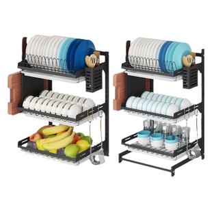 厨房碗碟收纳架放碗架收纳架壁挂水槽碗盘餐具盘子台面双层沥水架