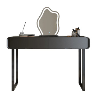 实木烤漆梳妆台2025新款现代简约卧室黑色化妆桌奶油风网红化妆桌