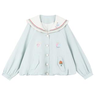 KEIKO 甜妹海军领外套两件套装2026早春学院风花苞形上衣+半身裙