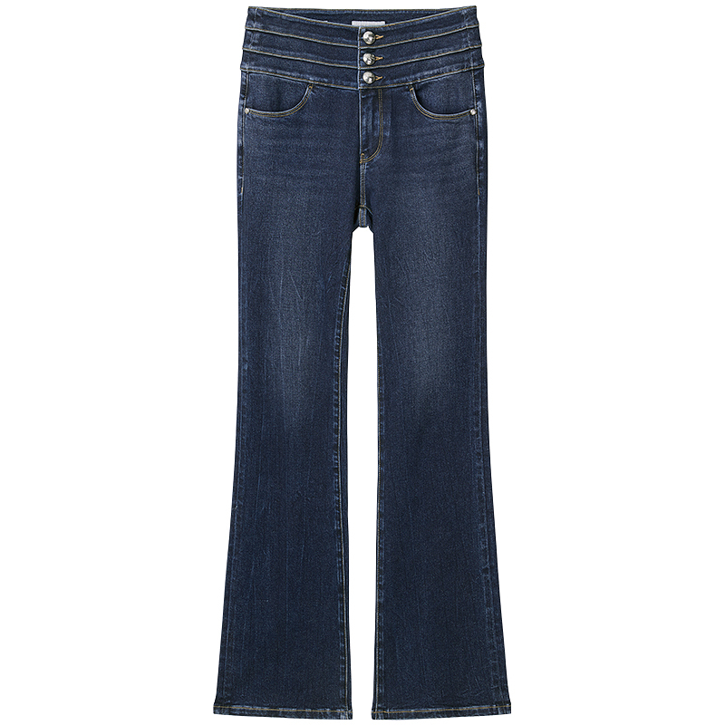 Miss Sixty2025秋季新款牛仔裤女三环高腰含莱赛尔修身微喇叭裤