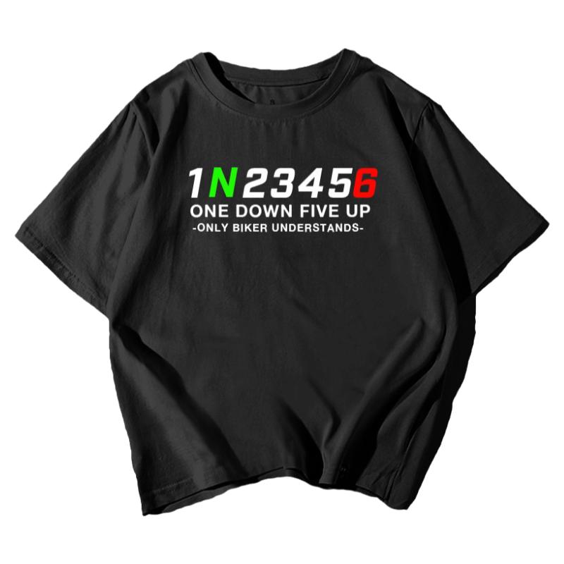 机车档位1n23456摩托爱好者纯棉短袖t恤衫男女半袖休闲夏季上衣服