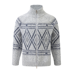 「现货」Jf.life 正确材质新澳羊毛真丝羊绒双拉链费尔岛开衫毛衣