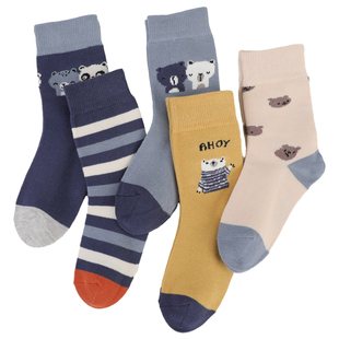 浪莎儿童袜子男童春秋款吸汗透气加厚长筒袜女童冬季宝宝中筒棉袜