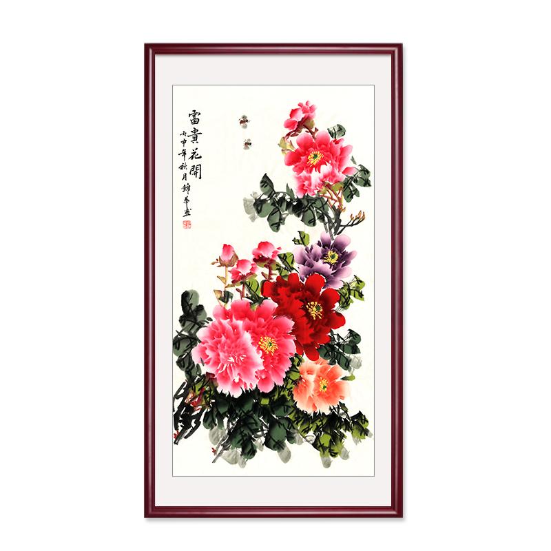 牡丹玄关花开富贵装饰画