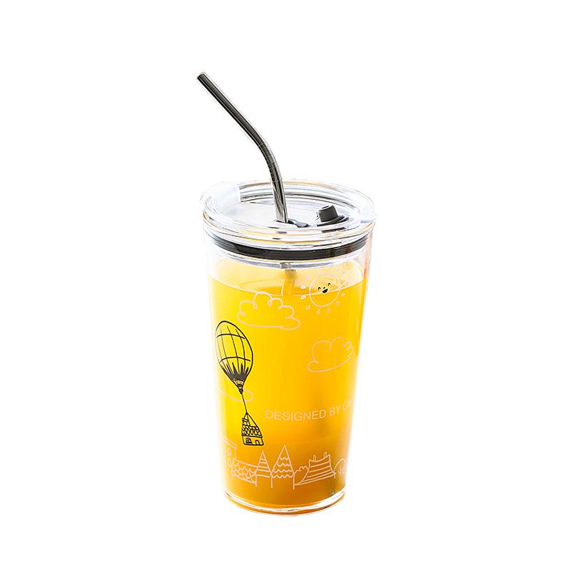 圆舍吸管杯防爆玻璃小清新办公