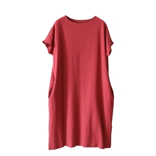 包邮 柔软水洗纯棉气质连衣裙 简约显瘦复古中长款2025新款夏裙子