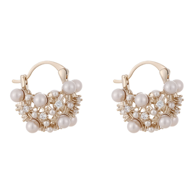 金属镂空锆石珍珠包包耳环高级感