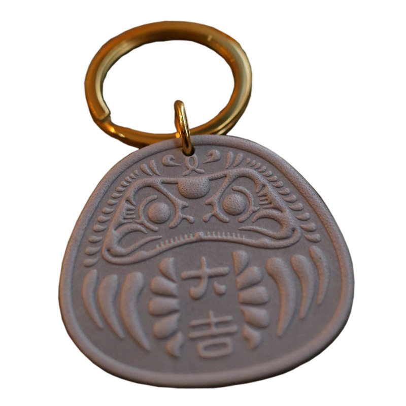 马骝手工 和风达摩牌 大吉牛皮祝福牌 阴阳师立体钥匙扣定制包邮