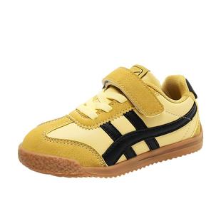 双星魔术贴儿童鞋春秋款皮面防水男童阿甘鞋女童运动休闲小白板鞋