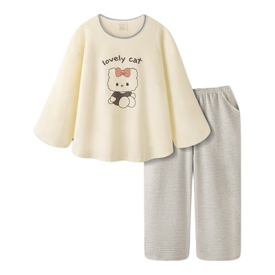 睡衣女款长袖纯棉秋季可爱家居服