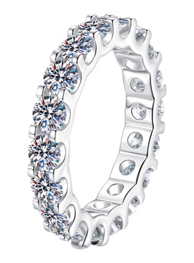 S925纯银莫桑钻满圈满钻戒指