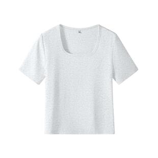 班尼路方领短袖T恤女2026春夏新款弹力亲肤收腰性感辣妹内搭上衣N