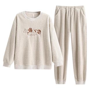 半边绒睡衣女款冬季加厚加绒珊瑚绒2026新款秋冬高级感冬款家居服