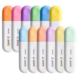 得力抗晕染荧光笔初中生专用划重点做笔记高颜值大容量荧光标记笔小学生专用彩色记号笔彩色荧光笔淡色系