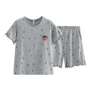 芬腾睡衣女士夏款纯棉短袖短裤家居服休闲薄款可外穿少女运动套装