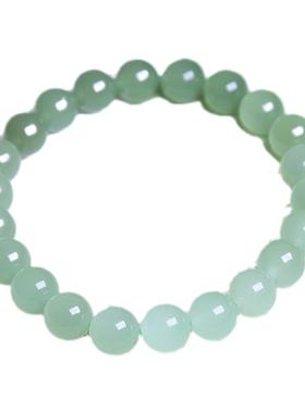 珪宝和田玉青白玉渐变色圆珠手串女士直径8mm天然高冰手链带证书