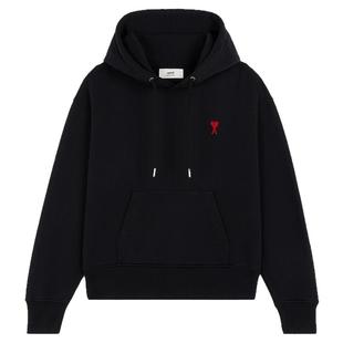 Ami Paris女士经典款爱心款红色爱心纯色休闲棉质连帽合身卫衣