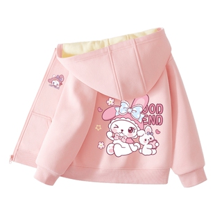 真维斯童装女童春季外套薄绒保暖中大童洋气保暖卫衣开衫儿童上衣