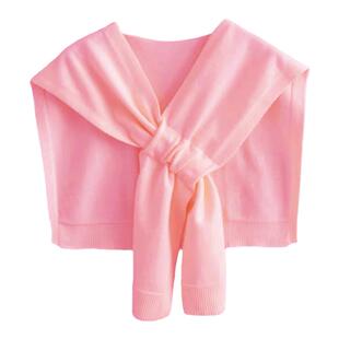 2026款春秋时尚百搭针织披肩女韩版纯色叠搭衬衫交叉款办打结坎肩