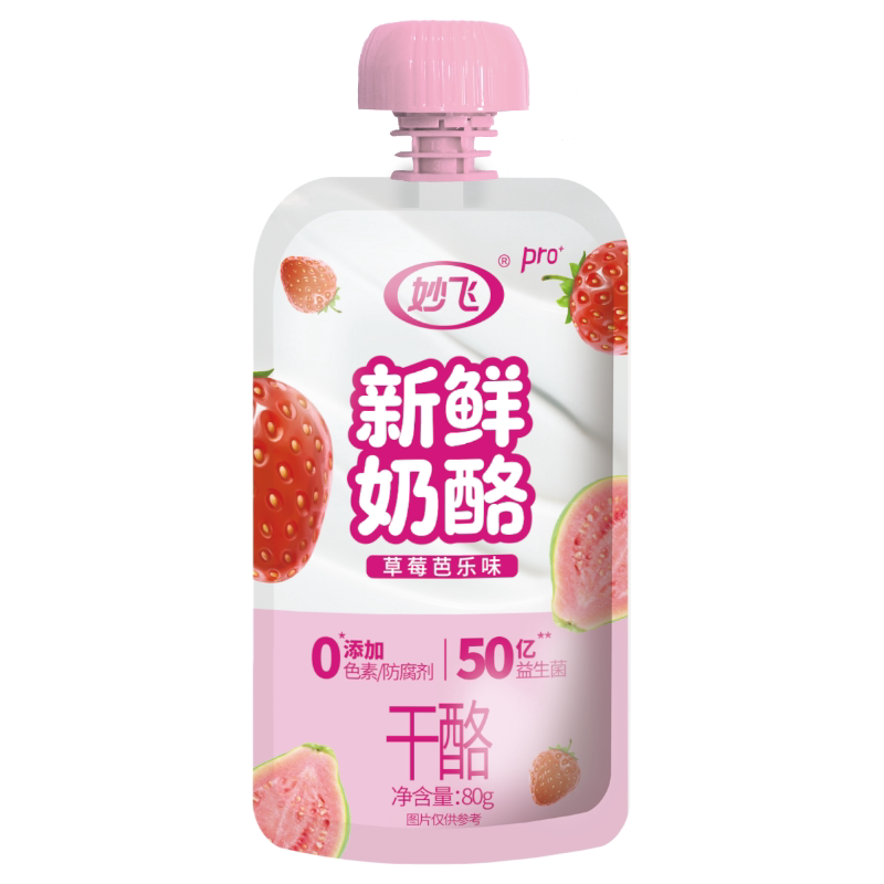 妙飞新鲜奶酪杨枝甘露草莓芭乐味80g0添加防腐剂50亿益生菌干酪 干益实拍商品图