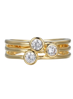 EAUFLORA气泡戒指女轻奢高级设计感金银色锆石指环闺蜜生日礼物