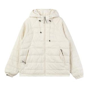 鸭鸭轻薄羽绒服女短款2025秋冬新款时尚拼接情侣连帽保暖鸭绒外套