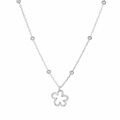 【透莎】镂空花朵S925纯银项链女