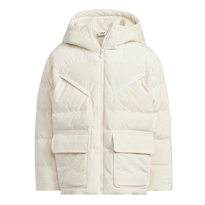 adidas阿迪达斯男女大童丝绒保暖外套秋冬鸭绒连帽羽绒服KC5386