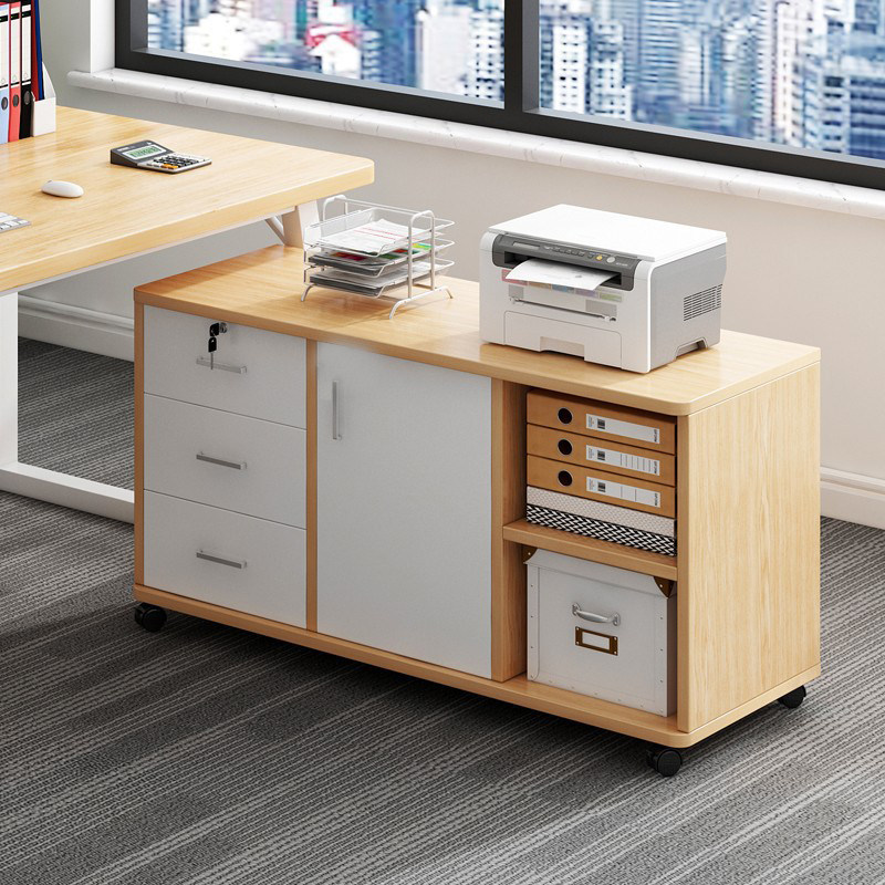 办公室文件柜桌下收纳柜办公柜置物边柜抽屉柜木质带锁矮柜储物柜
