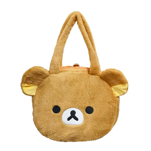 可爱轻松熊大容量单肩手拎包收纳卡通小熊单肩斜跨包女学生托特包