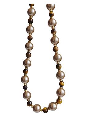 混彩珍珠天然石加珍珠女项链