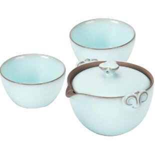 万仟堂快客杯陶瓷一壶二杯带便携包旅行功夫茶具家用送礼称心如意