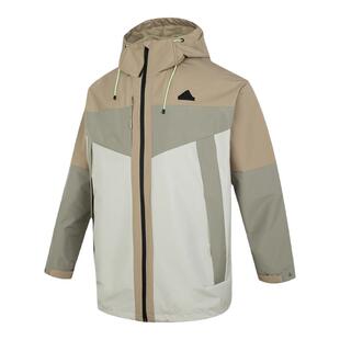 阿迪达斯男子户外轻运动休闲连帽夹克防风防水外套春季新款JE8578