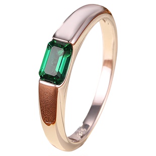 【SOOMI鎏金】培育祖母绿戒指S925银镶嵌绿宝石戒指男女情侣对戒