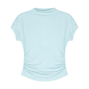 MULVAN 4色入~半高领短袖T恤女夏新款设计感辣妹短款修身针织上衣