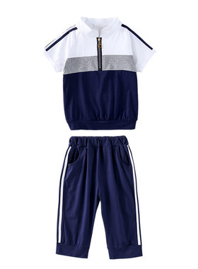幼儿园园服英伦风短袖运动服纯棉