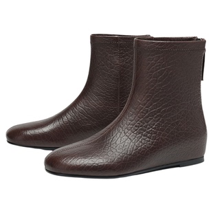 MILLIE S/妙丽2025秋冬新款时尚百搭粗跟短靴女厚底增高马丁靴