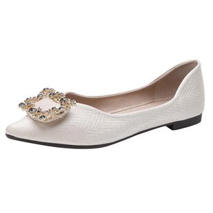 尖头平底单鞋女2026新款夏季仙女风百搭浅口瓢鞋晚风软底大码女鞋