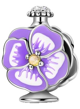 潘家风格小众设计DIY手链珠子铜镀银配饰釉彩花朵香水瓶串饰