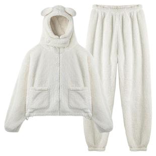 幸棉奶fufu睡衣女款2025新款秋冬加厚可外穿珊瑚绒保暖家居服套装