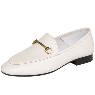 REEMOOR睿慕百搭方头乐福鞋女2026秋季新款复古圆头一脚蹬小皮鞋