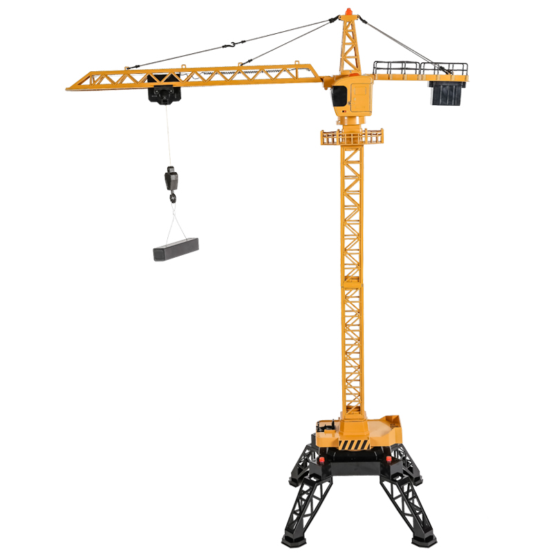 汇纳重工程车合金大型电动遥控塔吊模型男孩儿童起重机吊车吊塔转